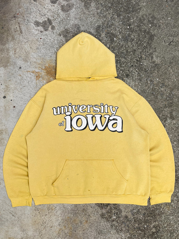 1980s Russell Faded Pale Yellow “University of Iowa” Hoodie