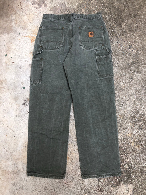 Carhartt B136 Moss Green Double Front Knee Work Pants (29X29)