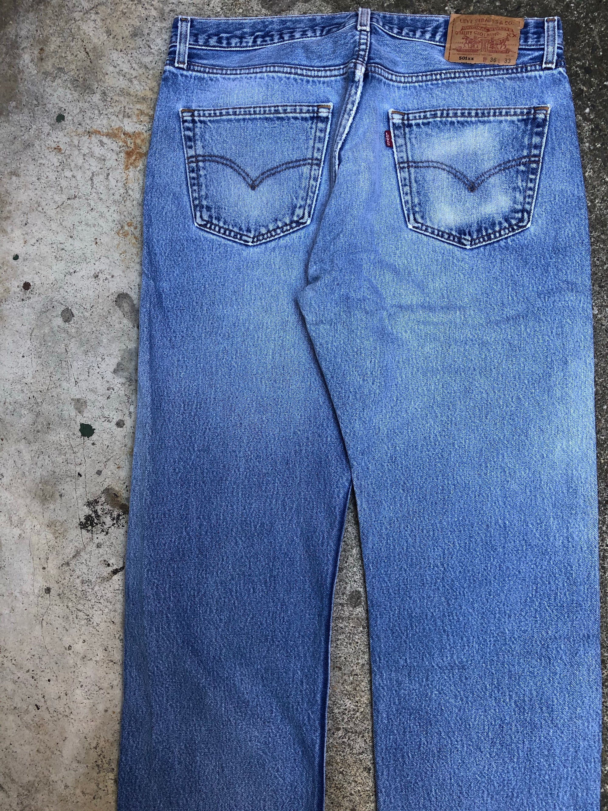 1990s Levis Worn In Blue 501XX (34X28)