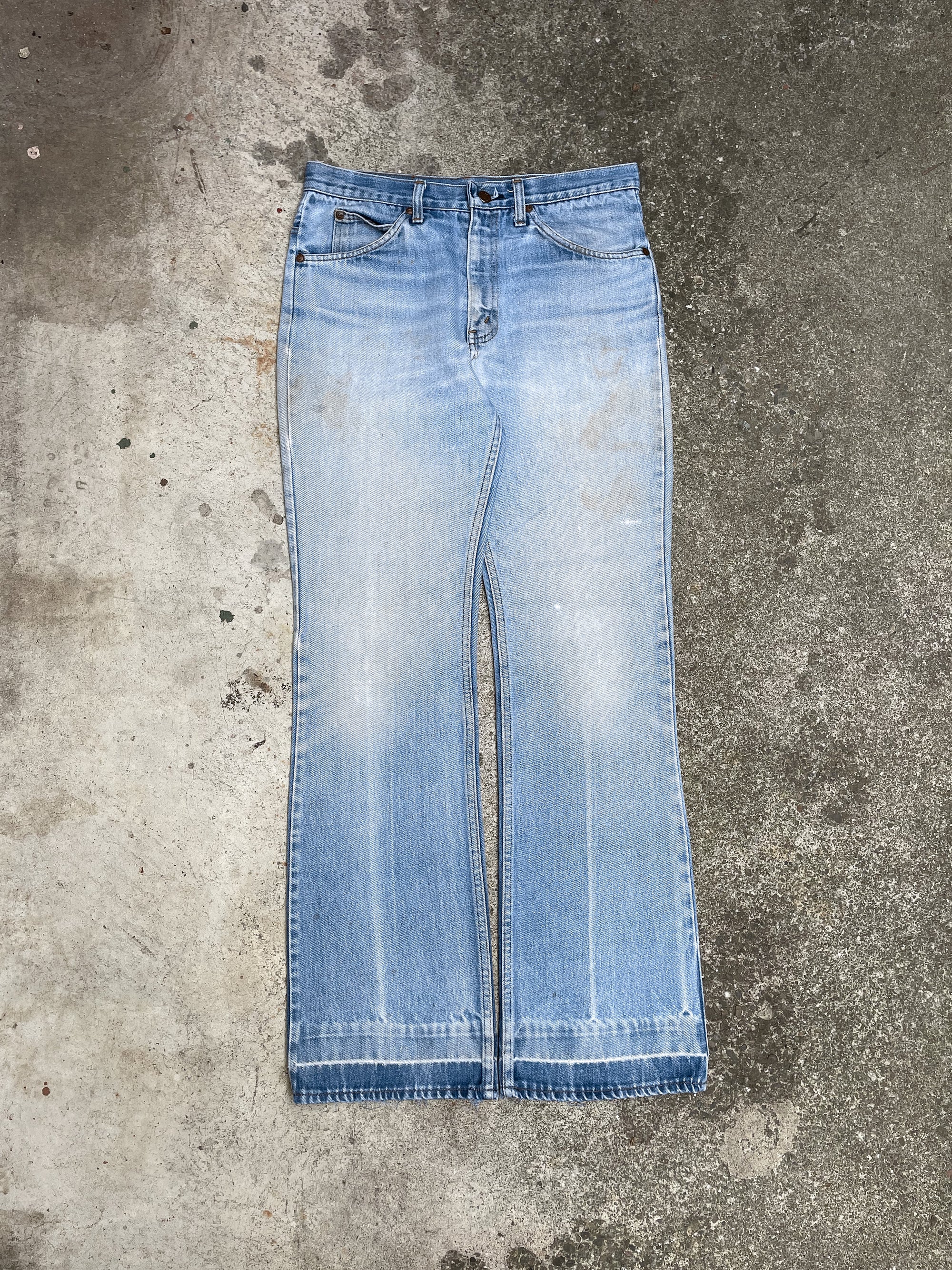 1970s/80s Faded Blue Flared Denim Scovill Zip (31X32)