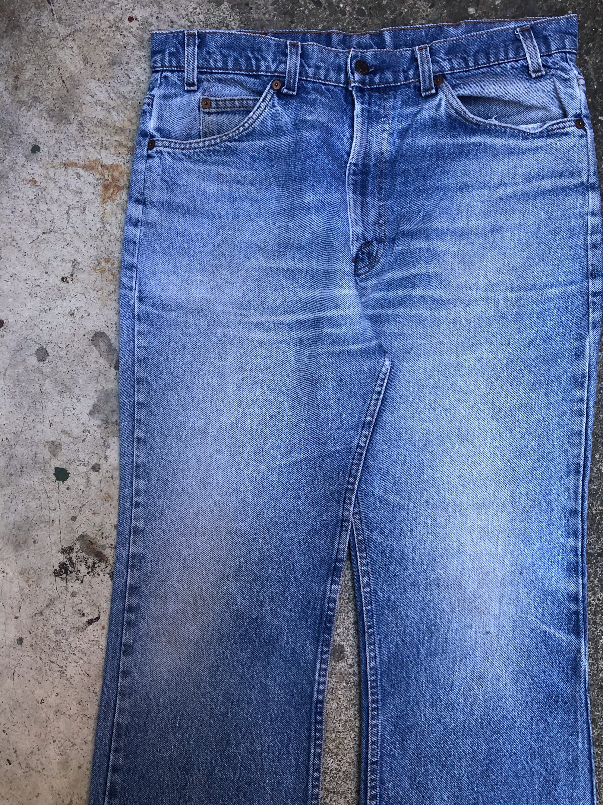 1980s Orange Tab Levis Faded Blue 517 Released Hem (35X27)