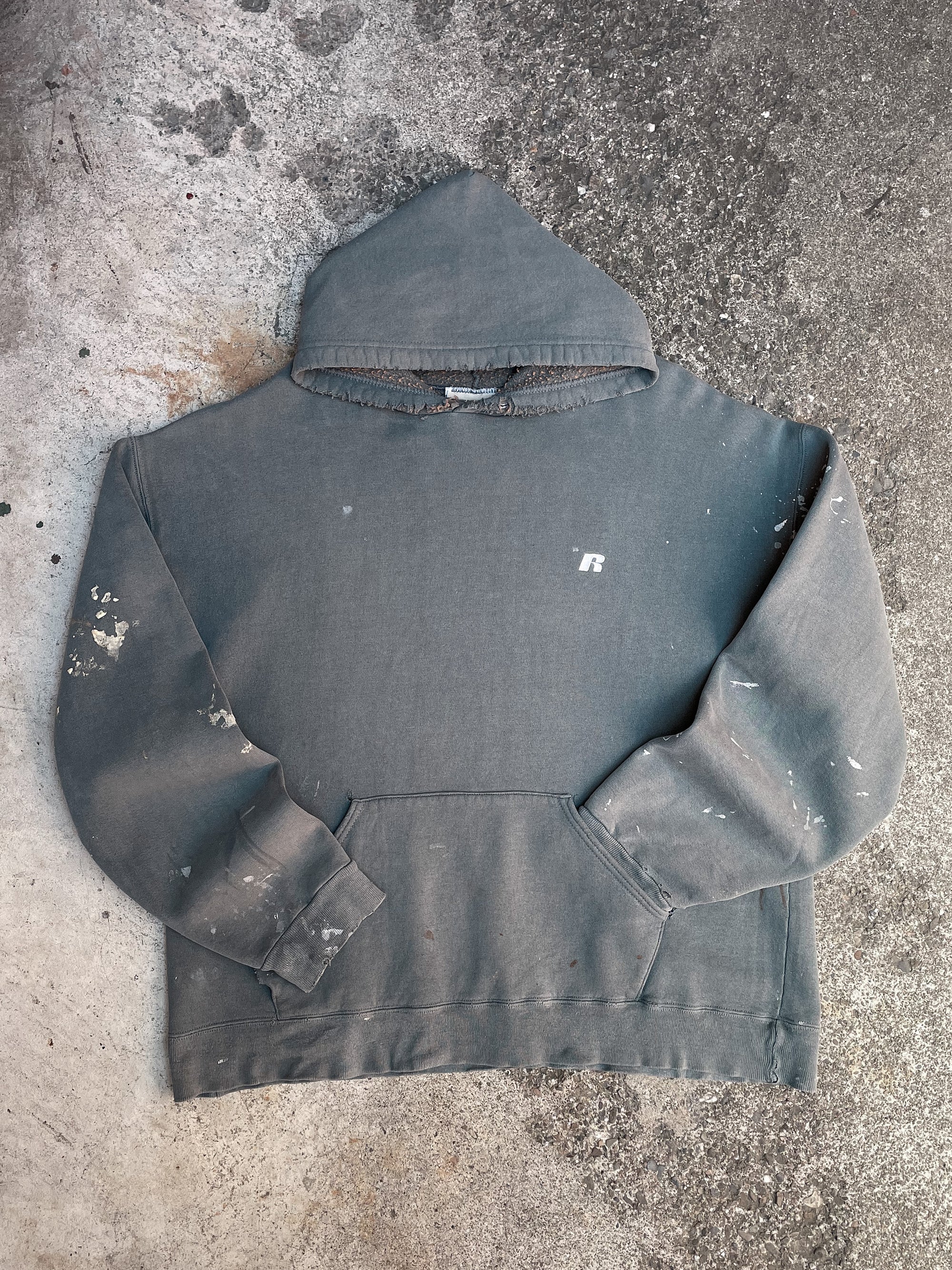 Russell Distressed Painted Green Blank Hoodie