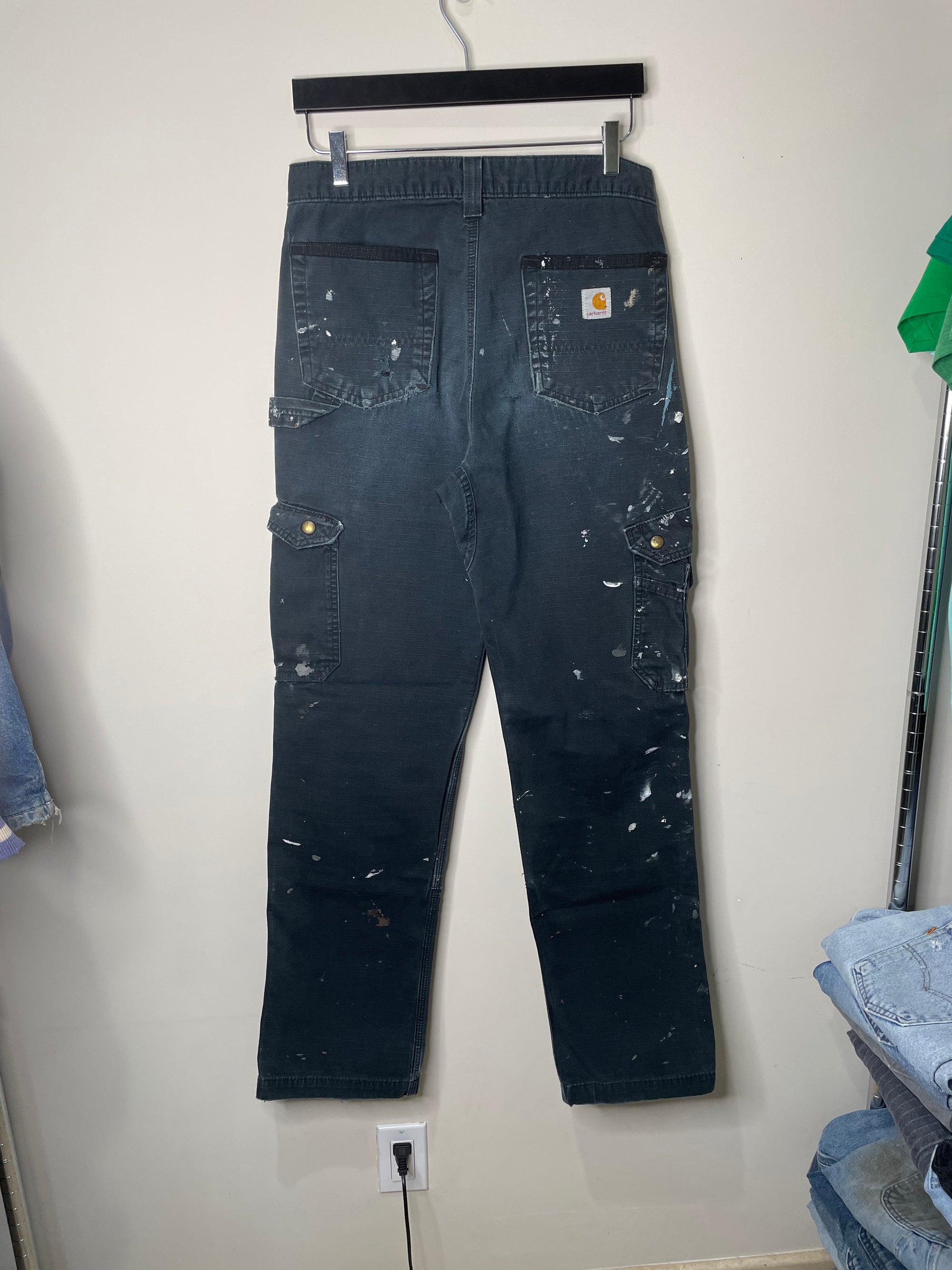 Carhartt B342 Painted Black Ripstop Cargo Pants (31X33)