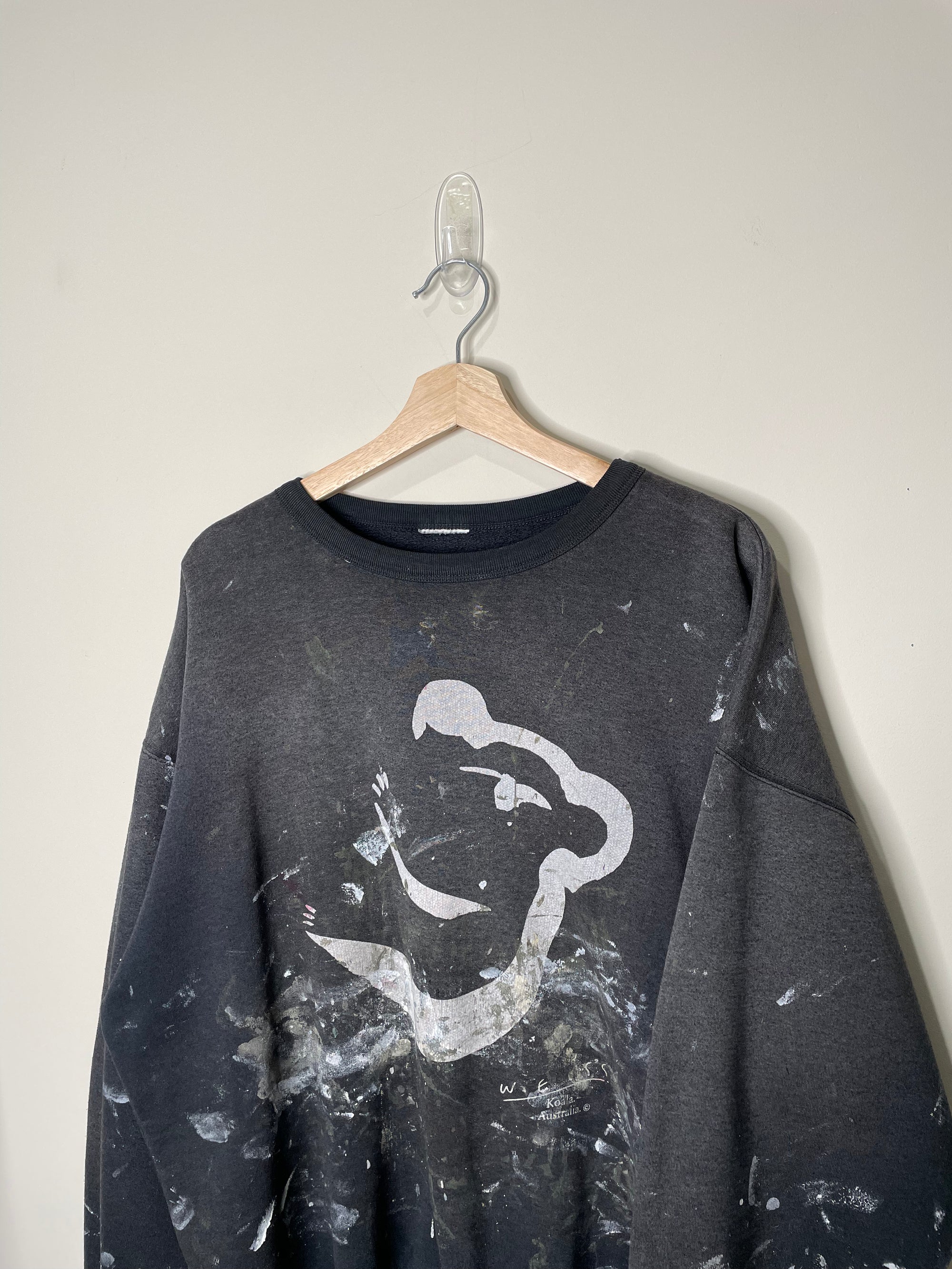 1990s Sun Faded Painted Black “Koala” Sweatshirt (L/XL)