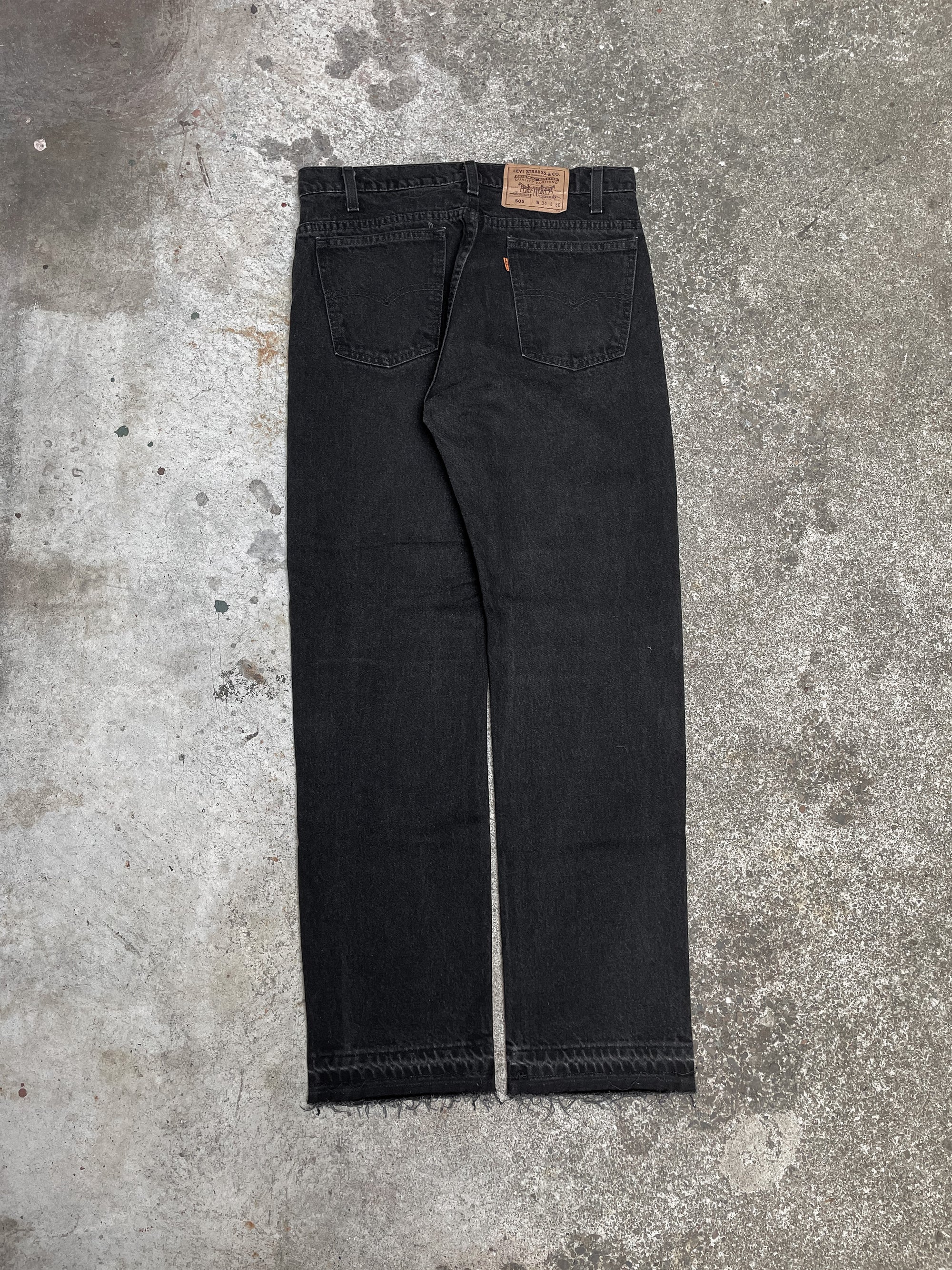 1990s Orange Tab Levi’s Black 505 Released Hem (32X30)