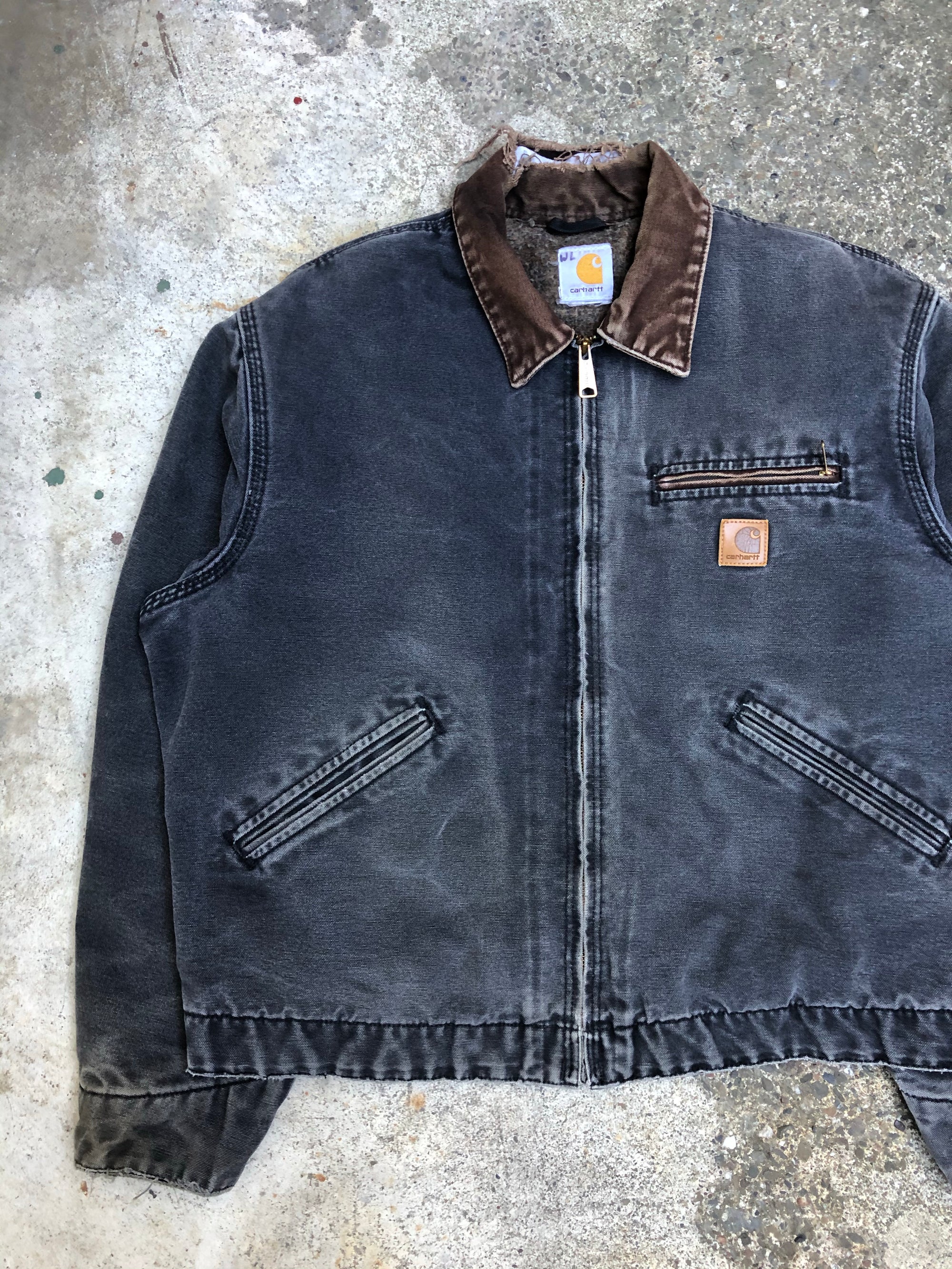 1990s Carhartt Faded Black Lined Work Jacket