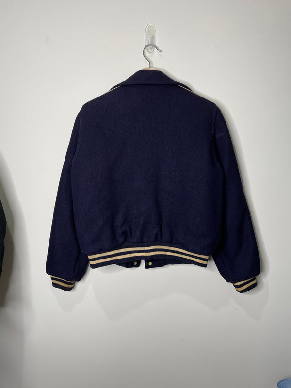 1970s Midnight Wool Raglan Varsity Jacket (S)