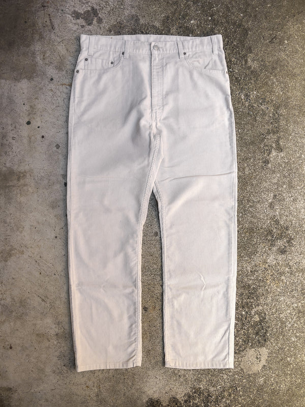 1990s Levis Ivory Off White 505 Corduroy Pants (37X30)