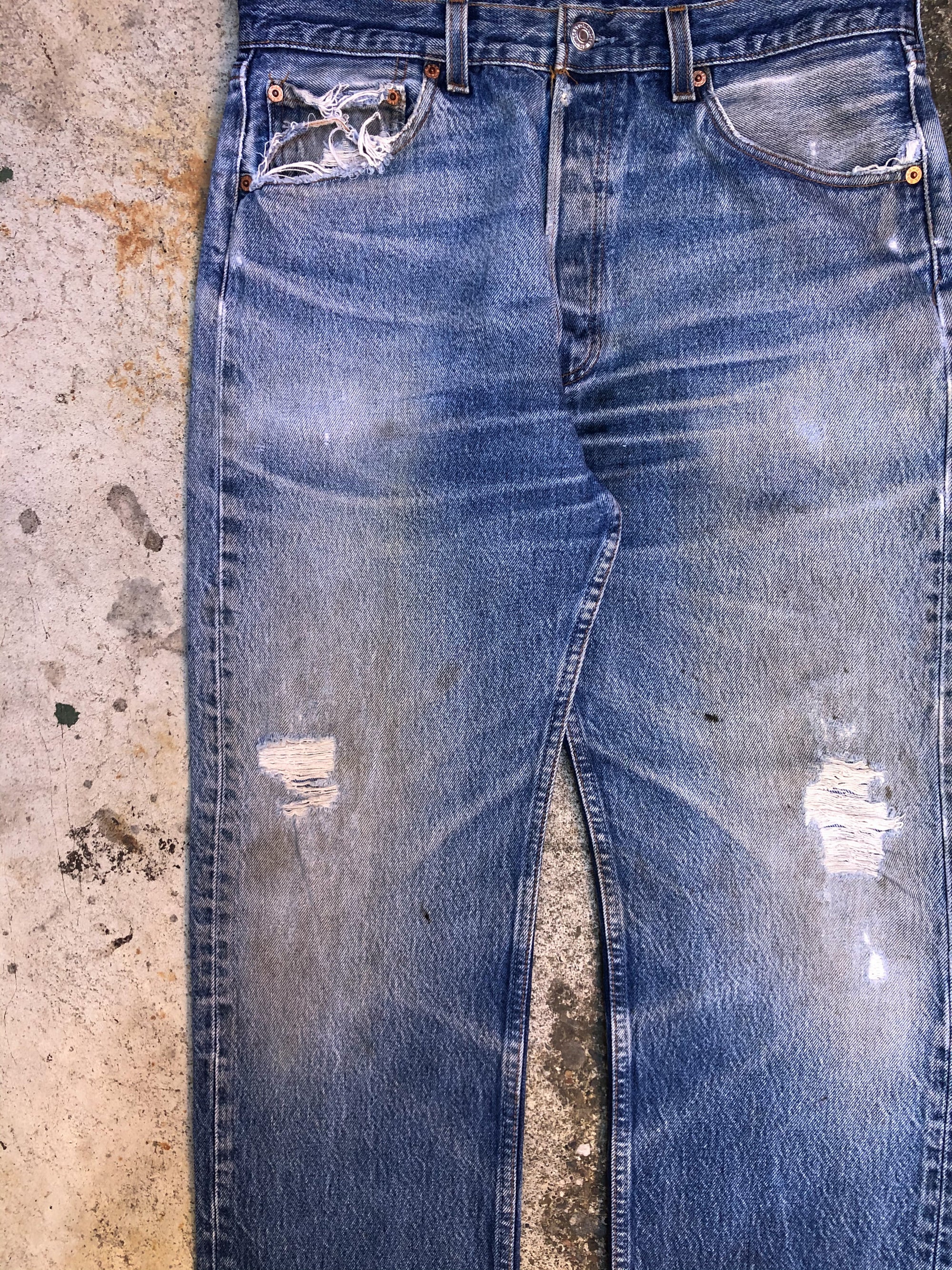 1990s Levis Worn In Blue 501XX (32X26)