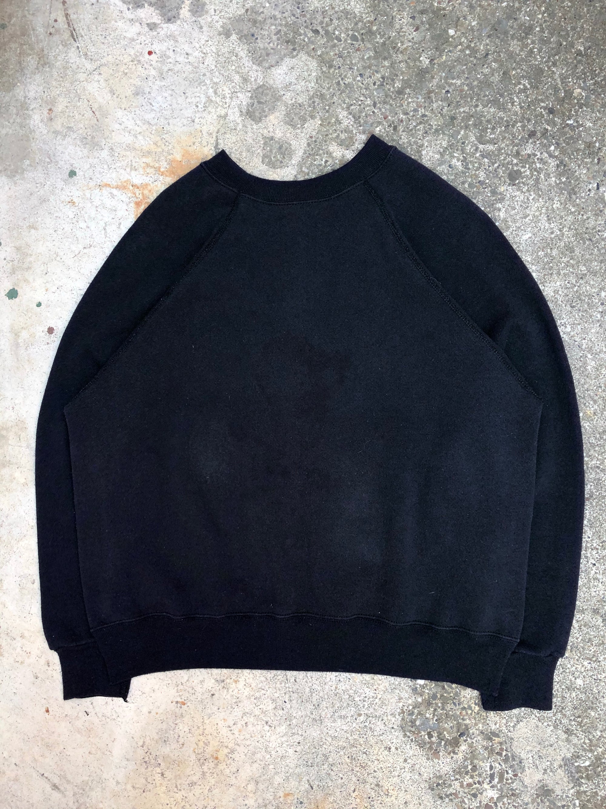 1980s Faded Black Blank Raglan Sweatshirt