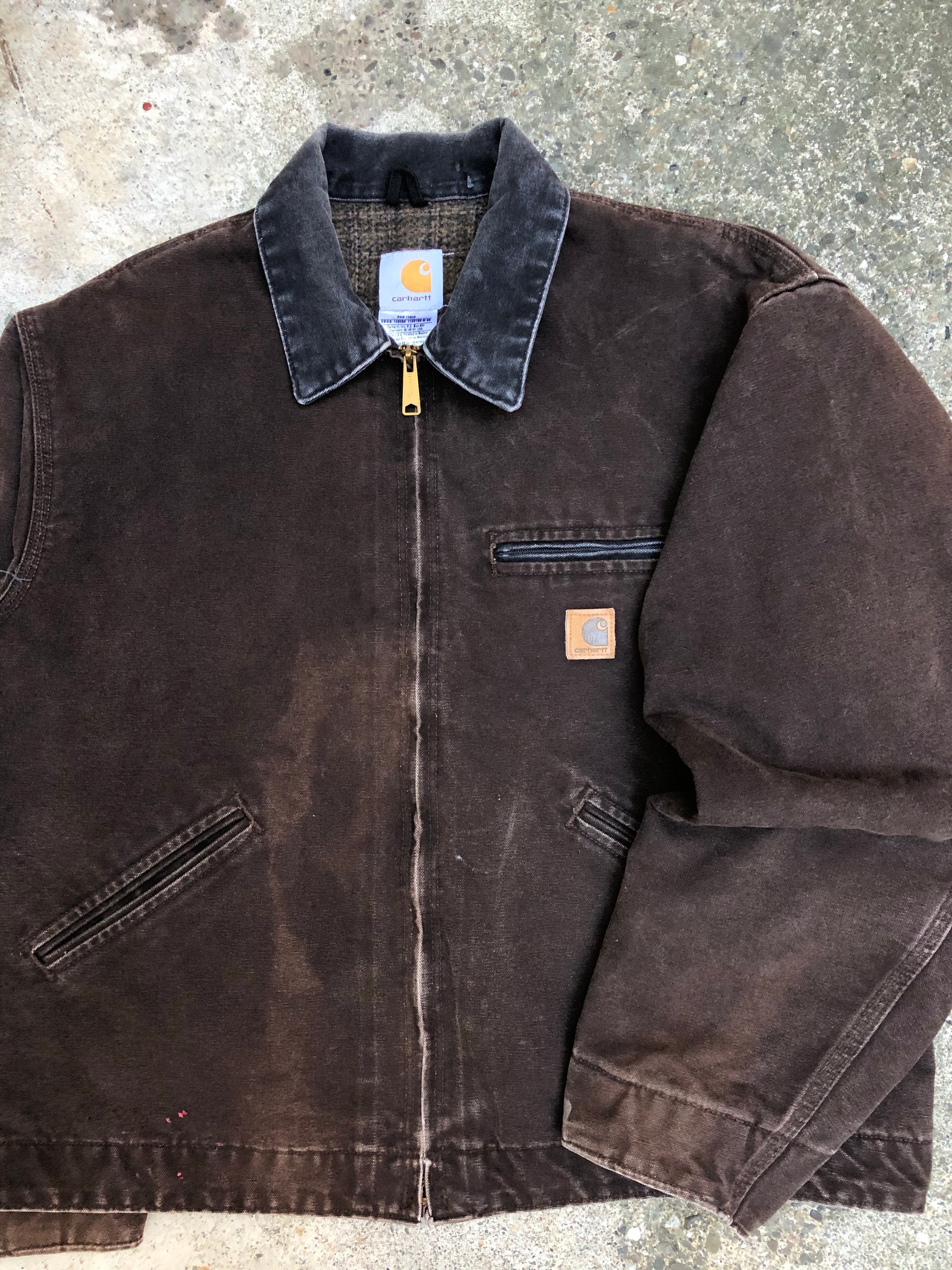 1990s Carhartt Faded Dark Brown Lined Work Jacket (XL)