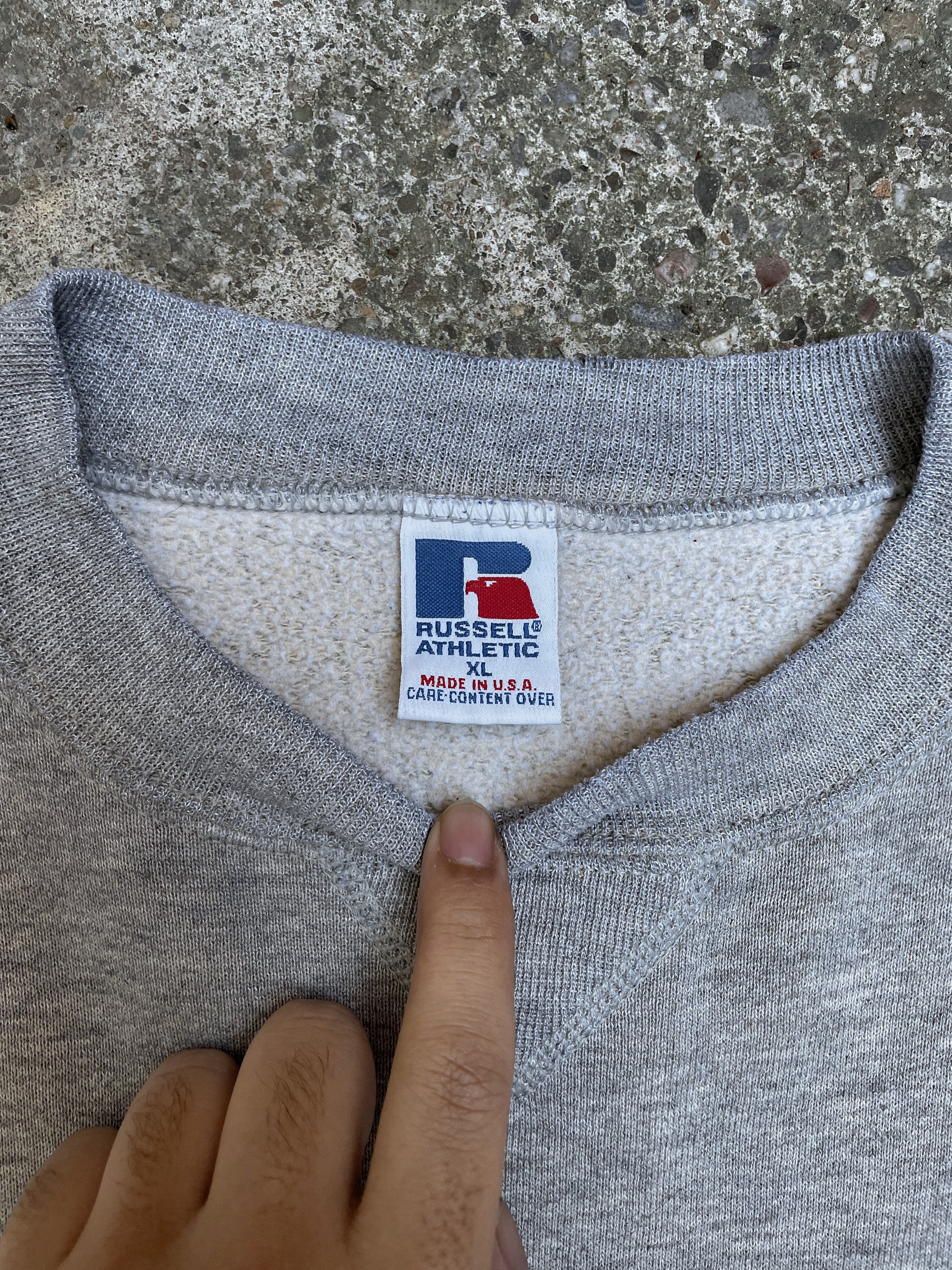 1990s Russell Oatmeal Heather Grey Blank Sweatshirt