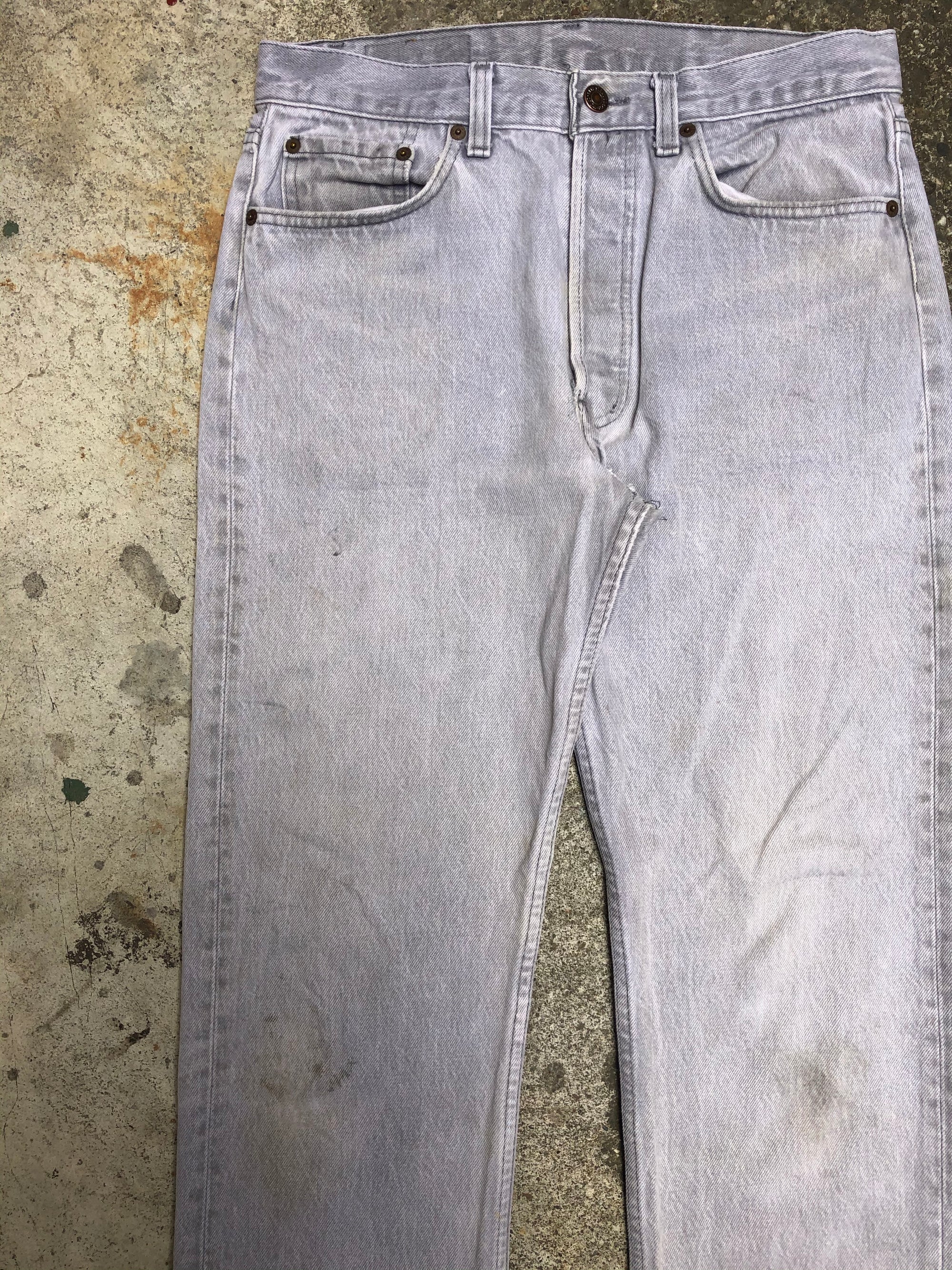 1990s Faded Grey Repaired Levis 501 (30X30)