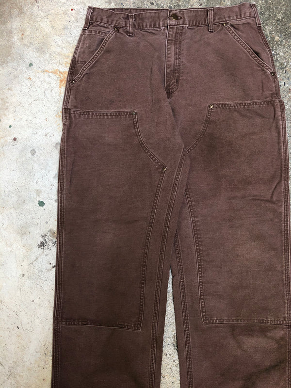 Carhartt B136 Chocolate Brown Double Front Knee Work Pants (33X29)