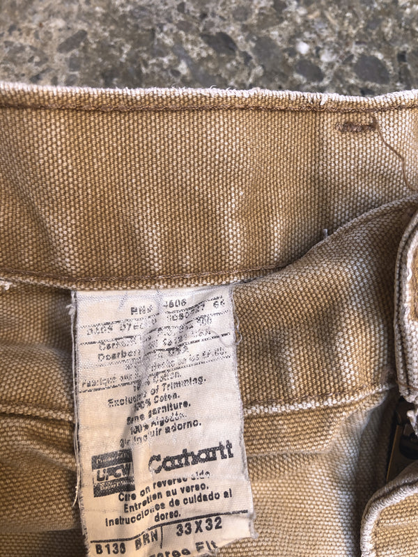 Carhartt B136 Tan Double Front Knee Work Pants (32X30)