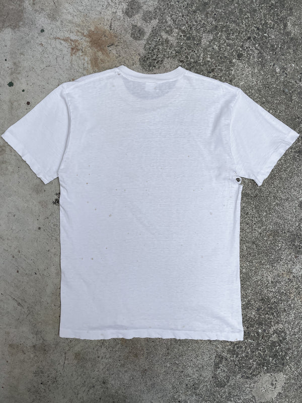 1980s Thin Distressed White Single Stitched Tee