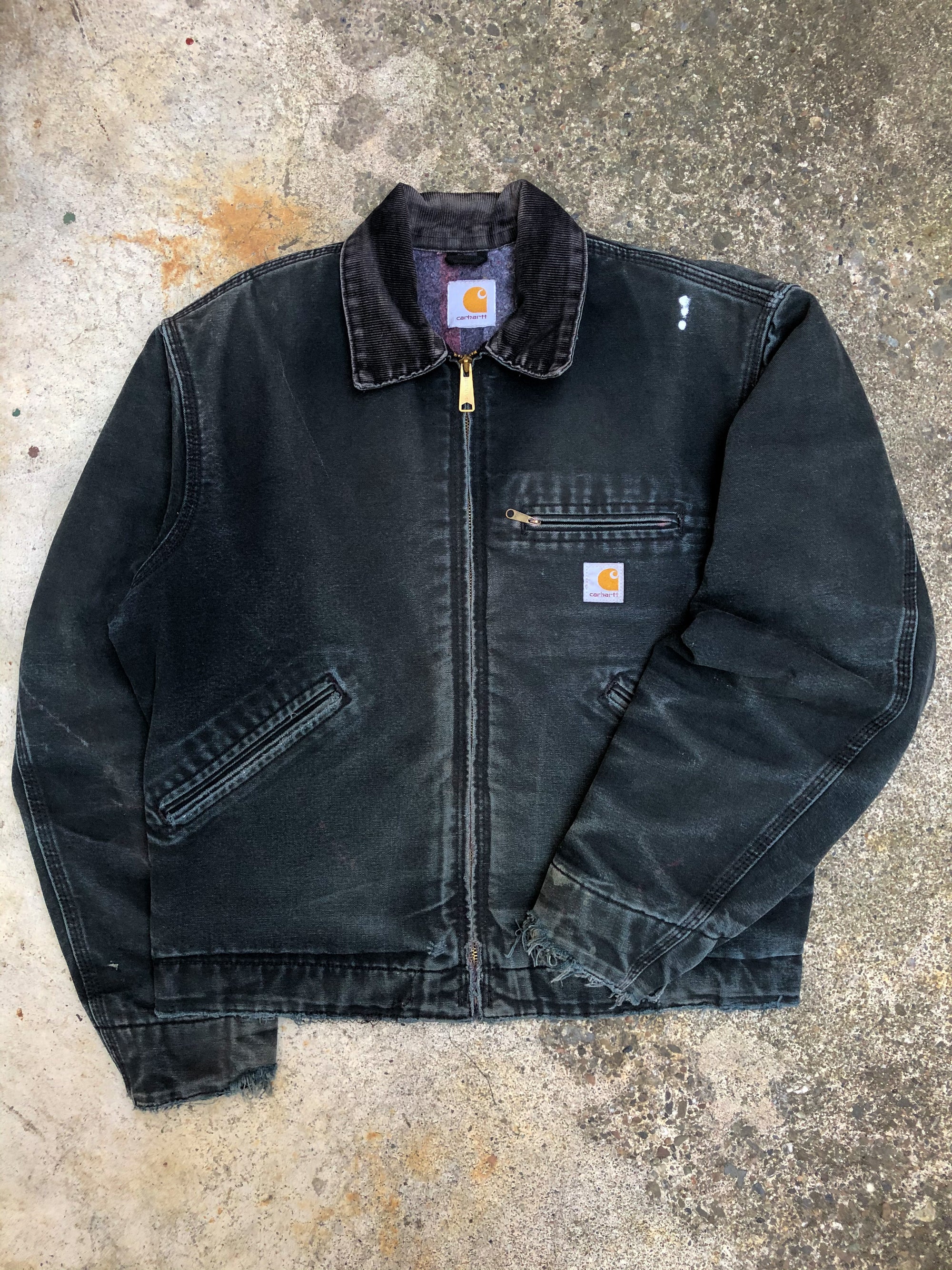 1990s Carhartt Faded Black Lined Work Jacket (S/M)