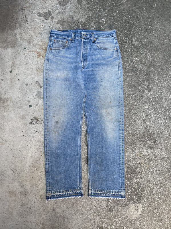 1990s Levi’s Faded Dirty Blue 501XX Released Hem (31X28)