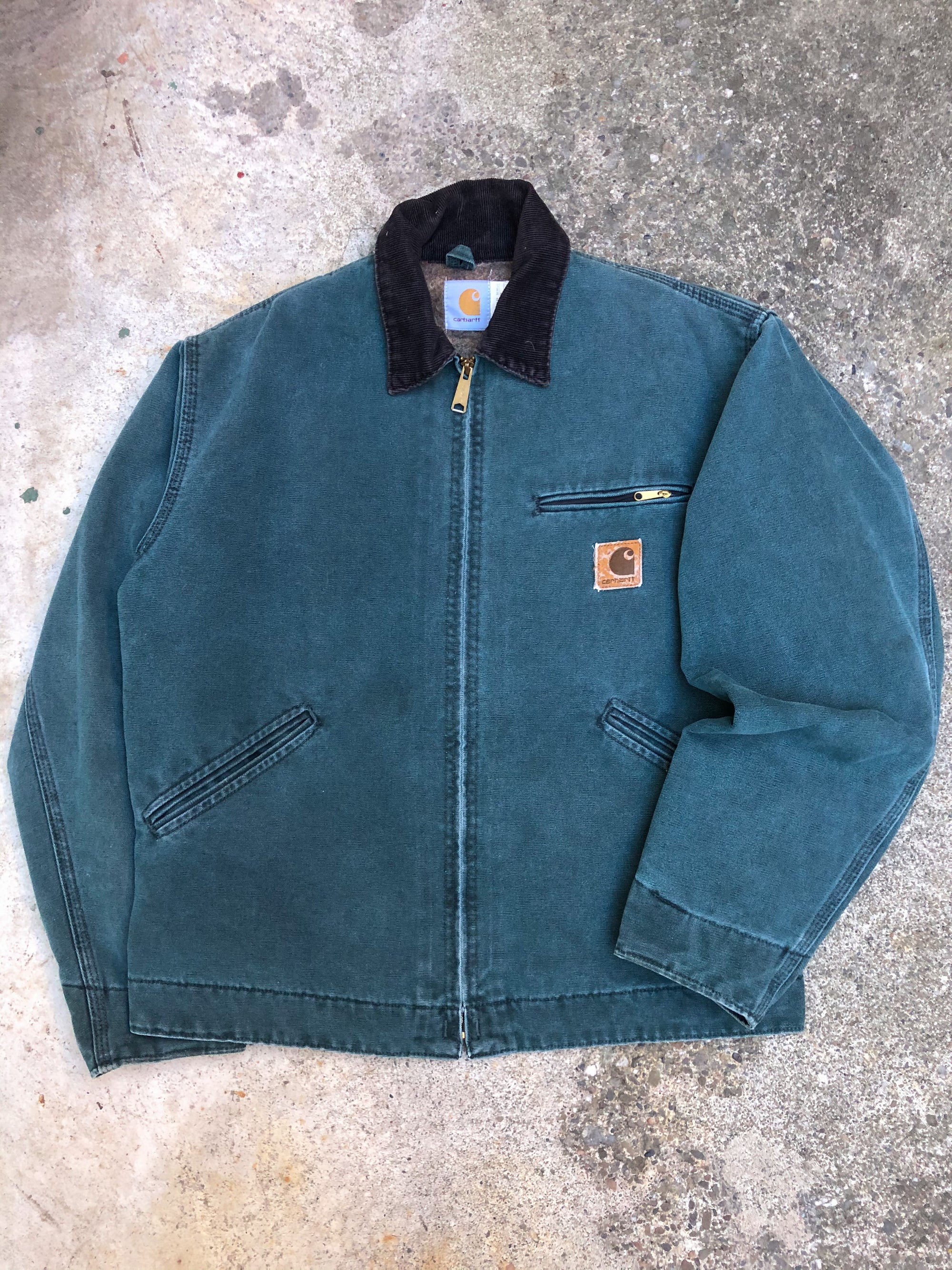 1990s Carhartt Faded Hunter Green Lined Work Jacket (M)