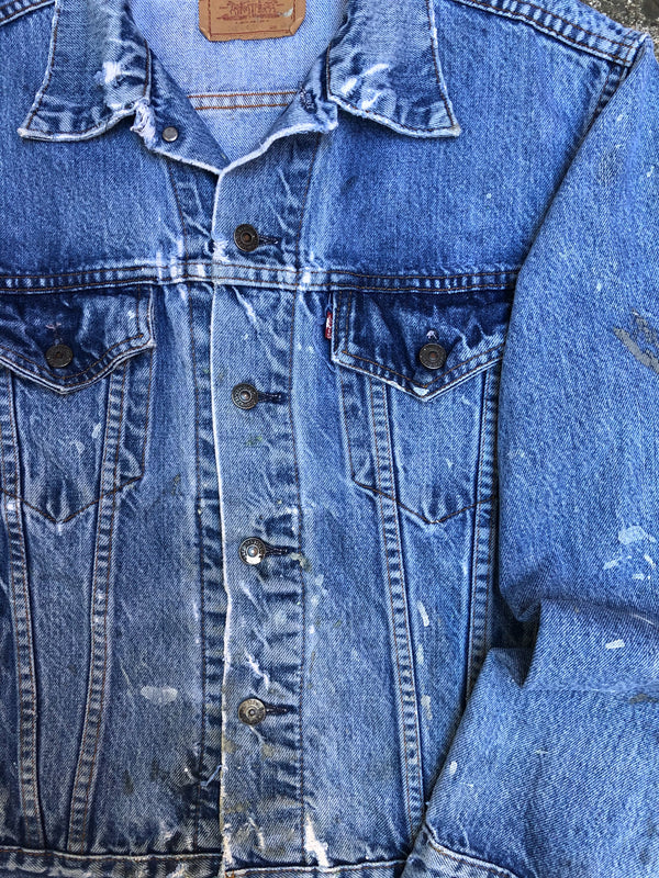 1980s Levis Faded Painted Blue 70506 Denim Jacket