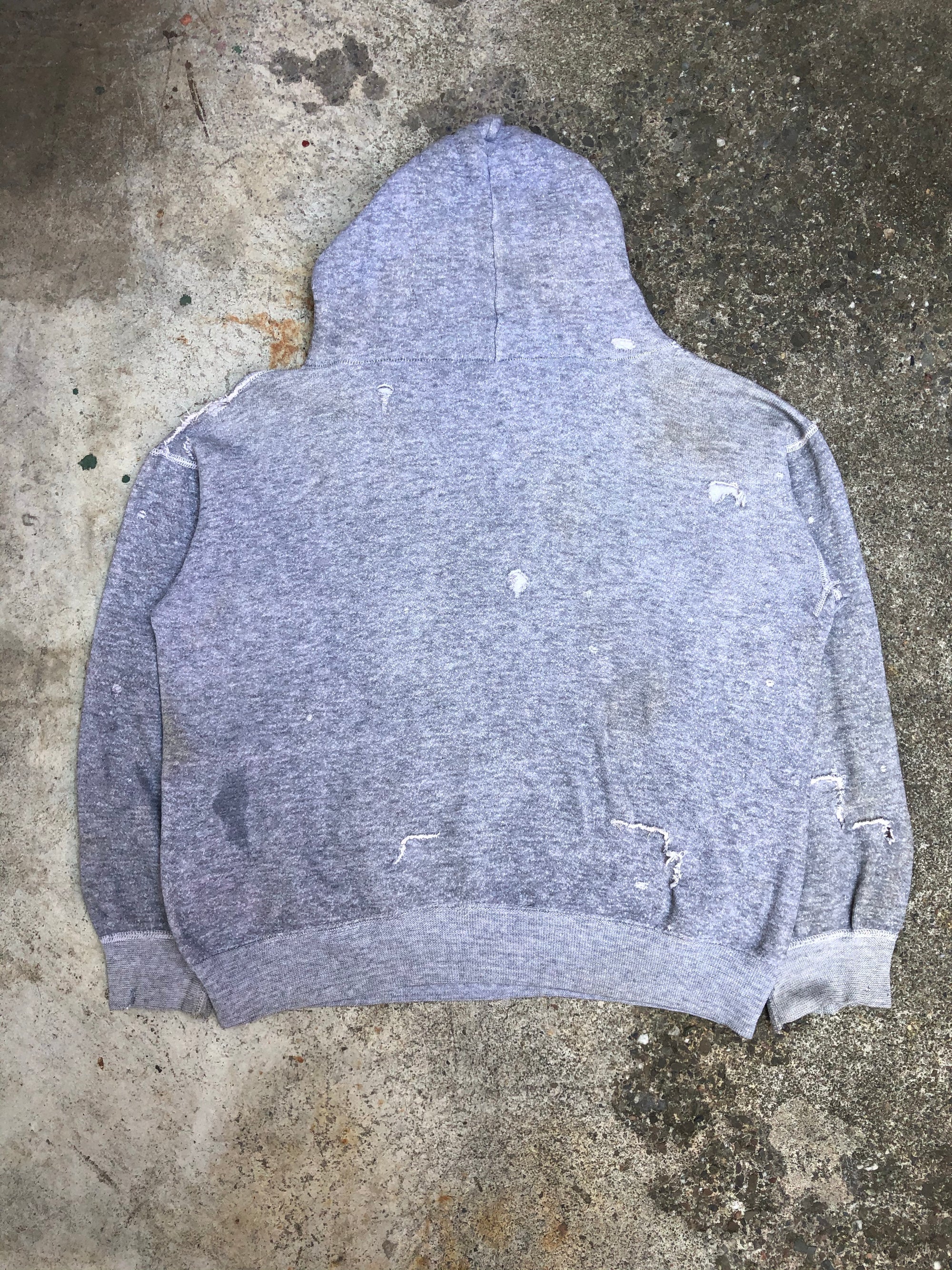 1950s/1960s Heather Grey Thrashed Repaired Blank Hoodie