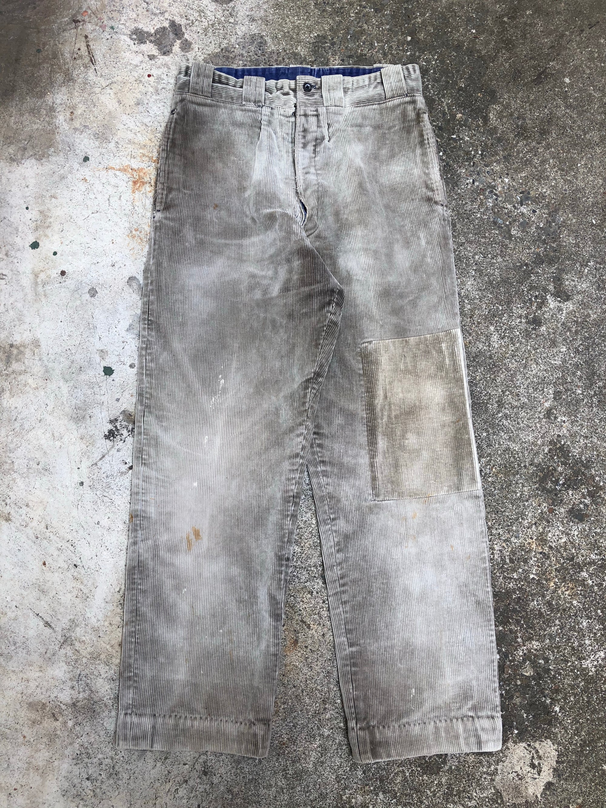 1940s/1950s French Corduroy Patched Work Pants (31X30)