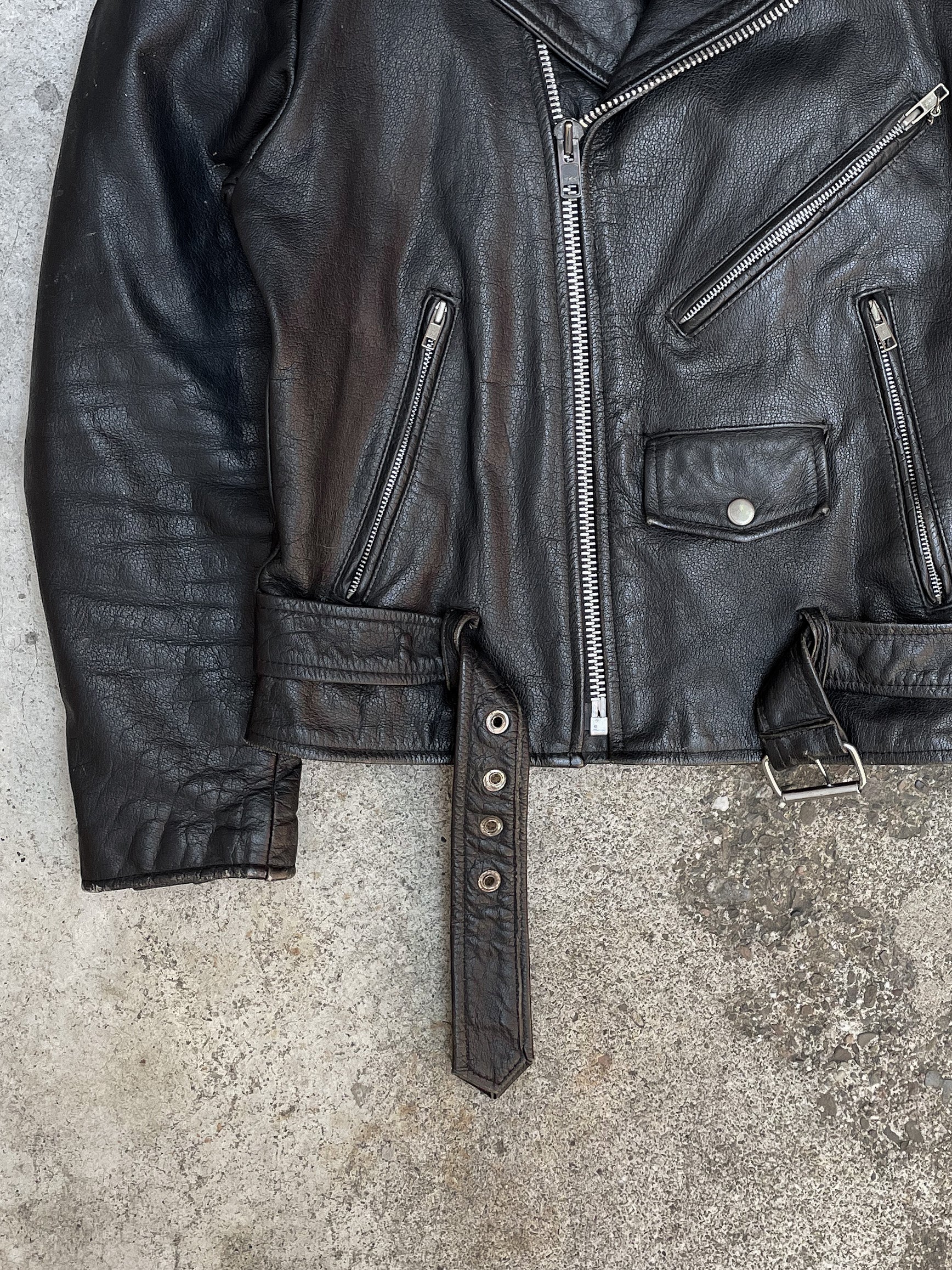 1980s “The Wanderers” Painted Black Leather Biker Jacket