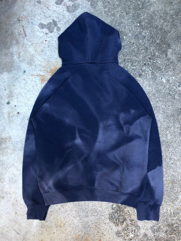 1990s Sun Faded Navy Blank Raglan Hoodie