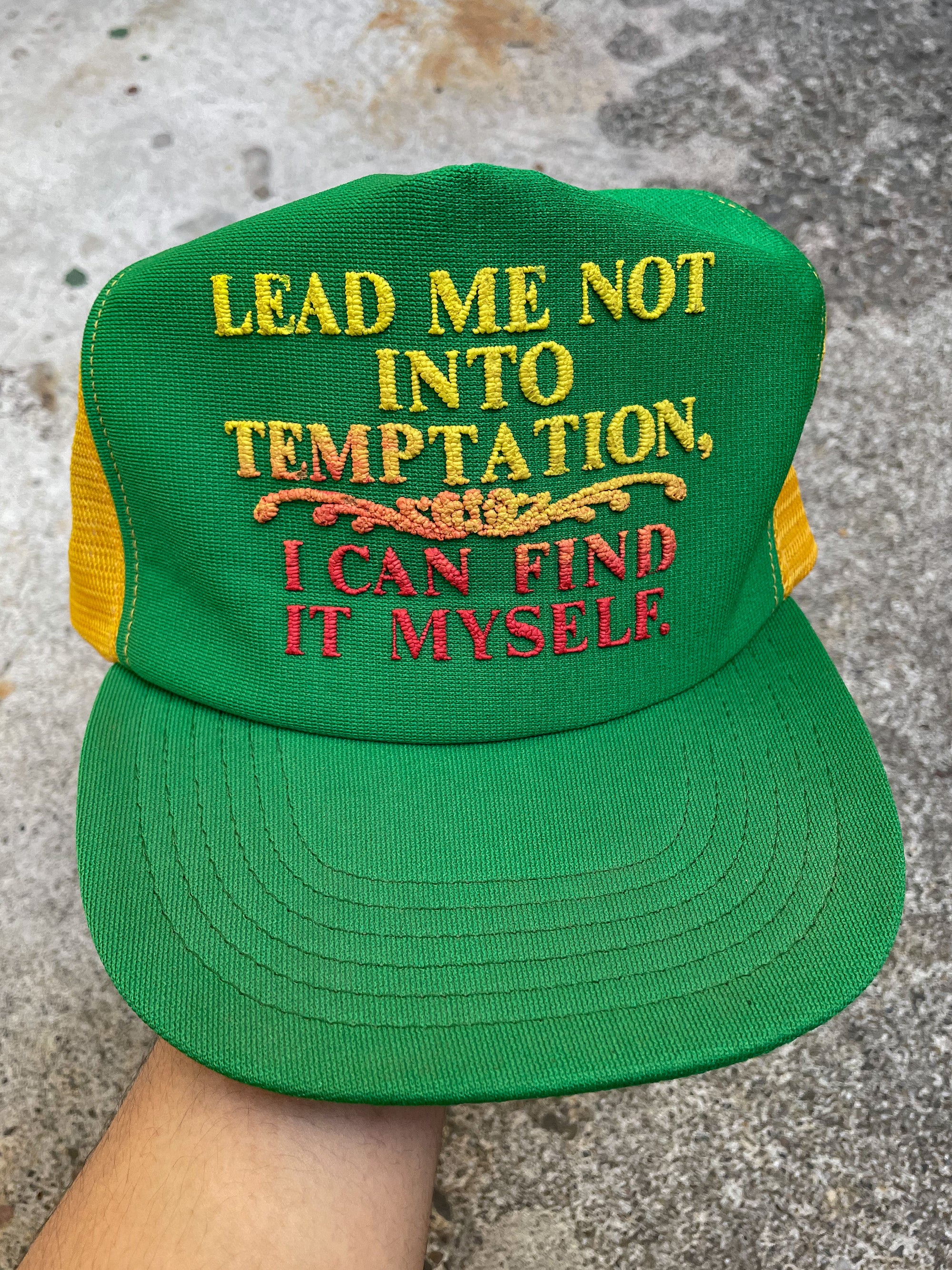 1980s “Lead Me Not Into Temptation…” Trucker Hat