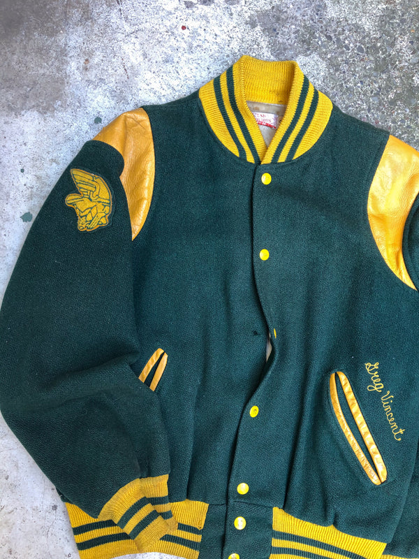 1970s Pine Green “Northland Vikings” Varsity Jacket