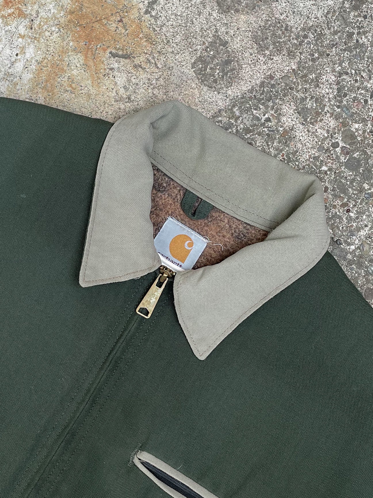 1990s Carhartt Faded Pine Green Lined Work Jacket (L/XL)