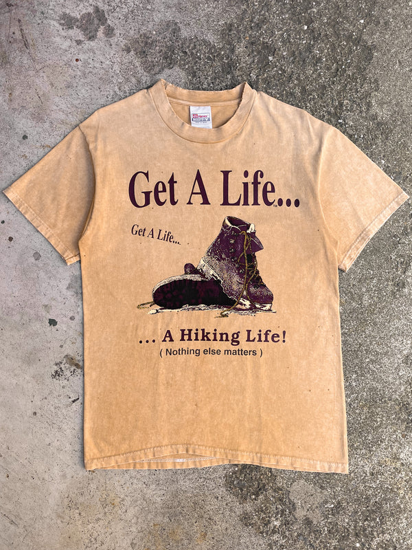 Vintage Sun Faded Orange “Get A Life…” Hanes Beefy Tee (M)