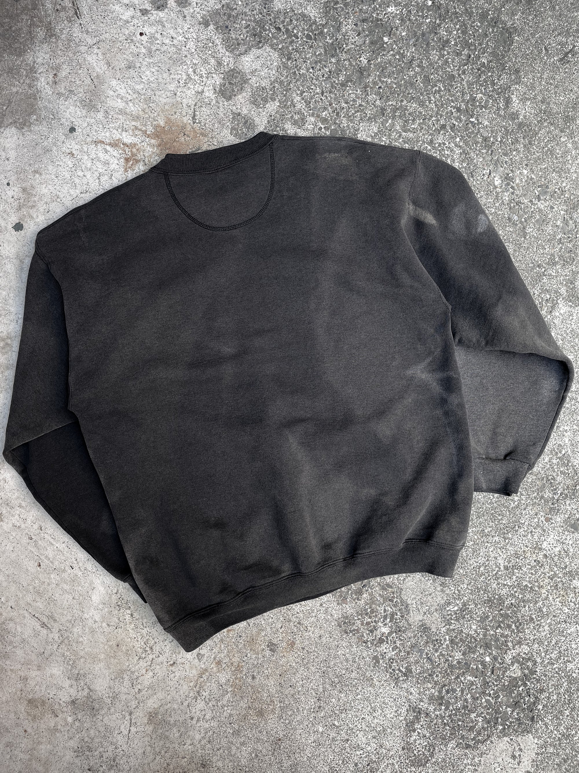 1990s Painted Sun Faded Black Blank Sweatshirt