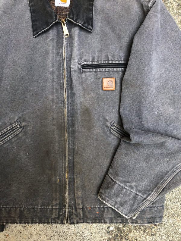 1990s Carhartt Faded Gravel Grey Lined Work Jacket (M)