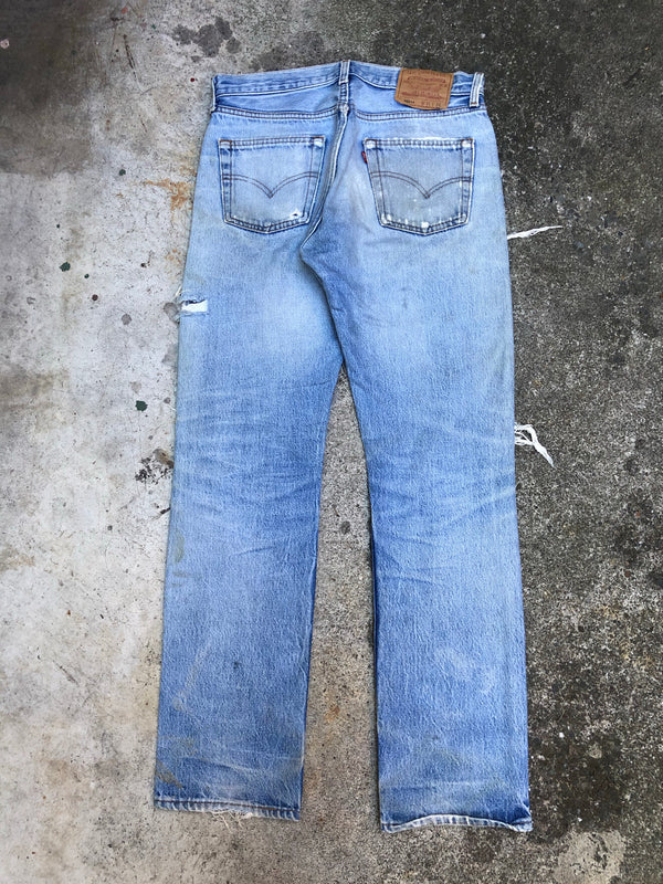 1990s Levis Thrashed Faded Blue 501XX (31X30)