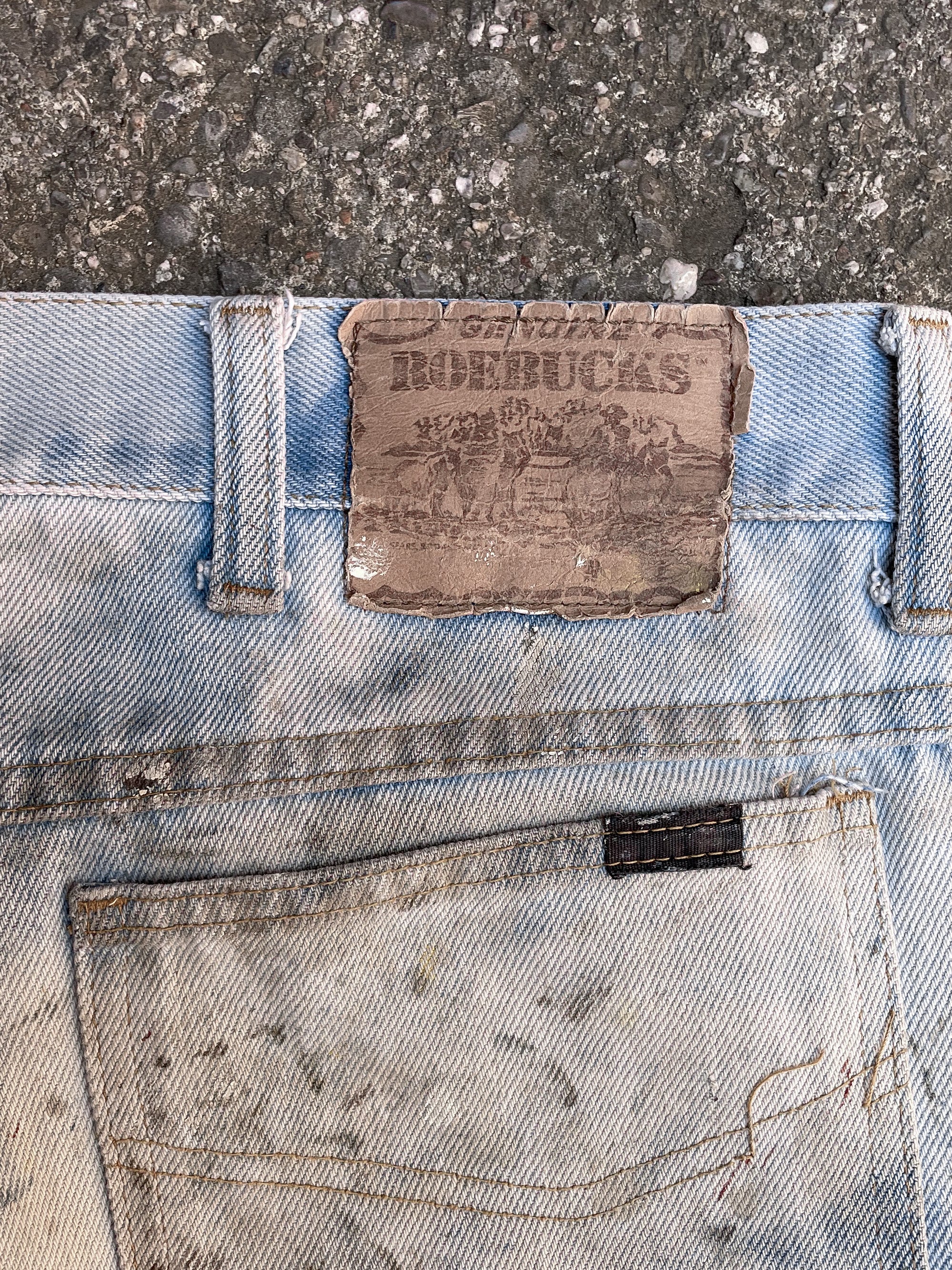 1980s Roebucks Painted Bleach Blue Denim (34X32)