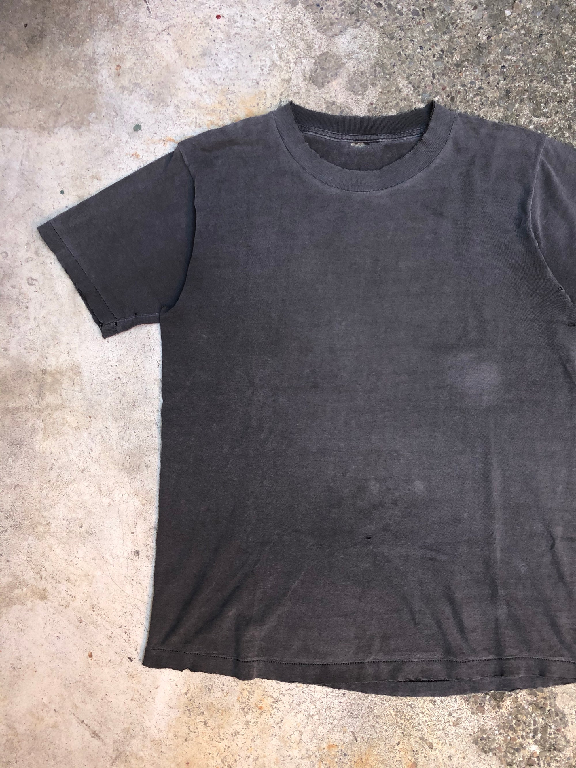 1990s Single Stitched Faded Black Blank Tee