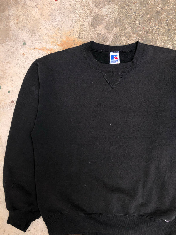 1980s Russell Faded Black Blank Paint Sweatshirt