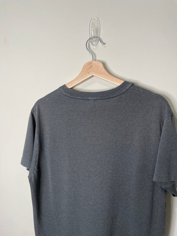 1990s Faded Charcoal Single Stitched Pocket Tee (M)