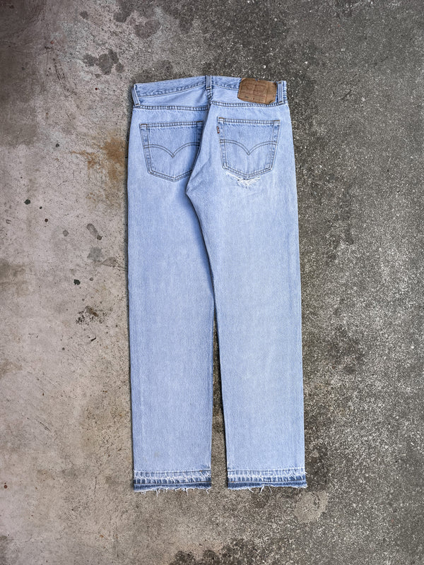 1990s Levi’s Repaired Faded Blue 501 Released Hem (29X31)