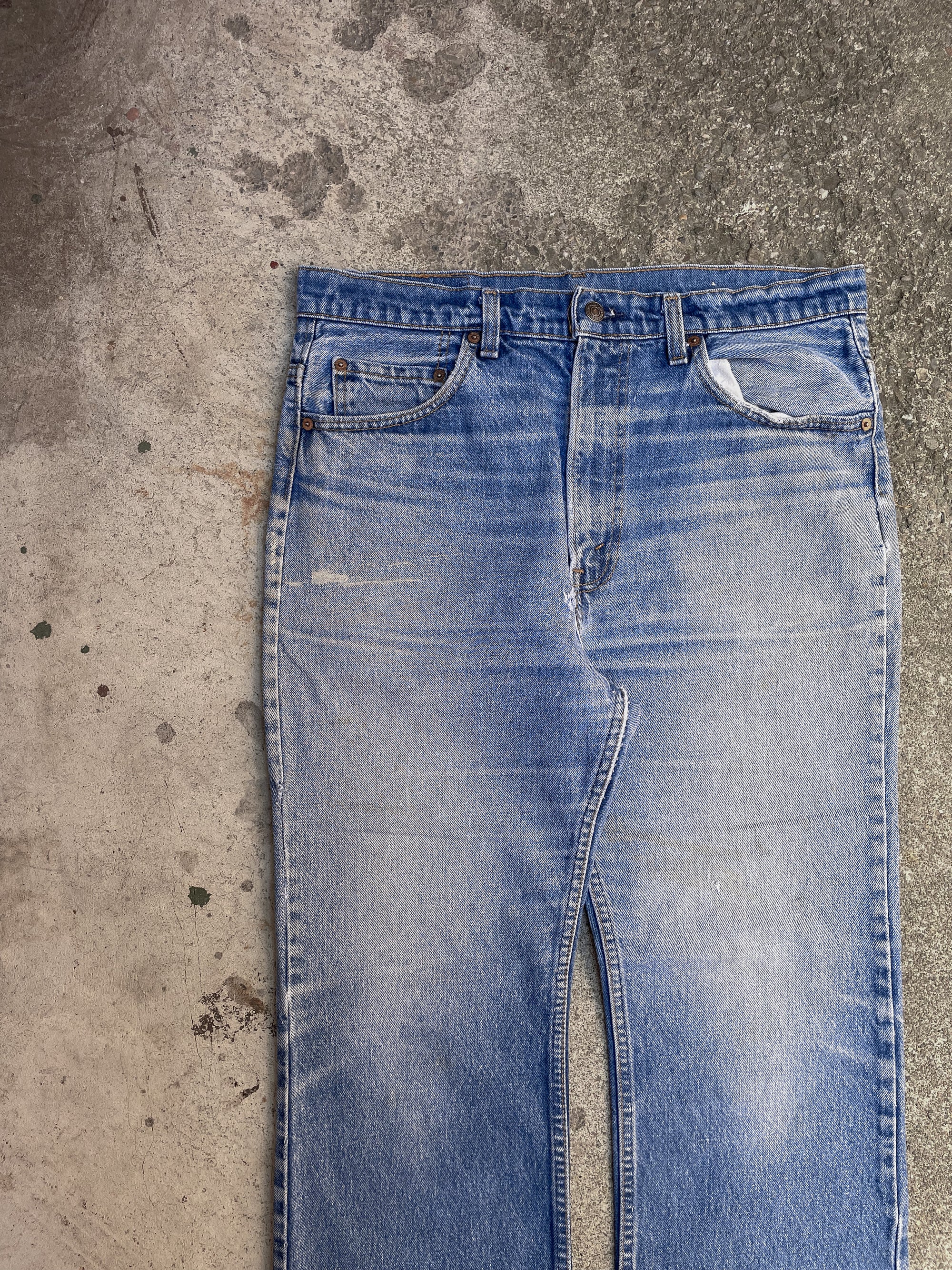 1980s Levi’s Worn In Blue 517 Raw Hem (34X27)