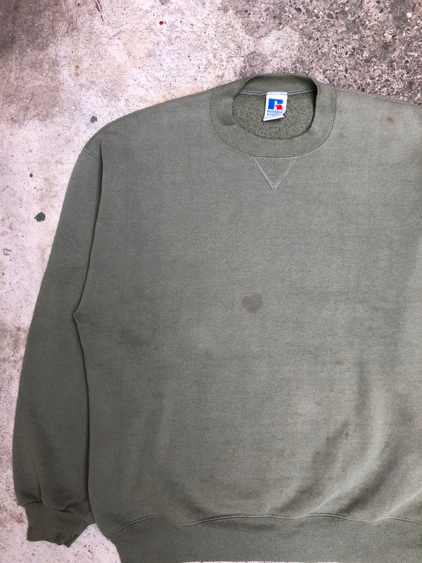 1980s Russell Faded Green Blank Sweatshirt