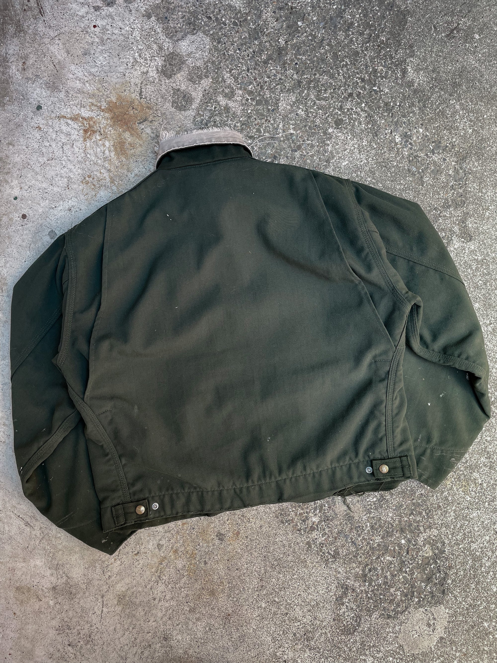 1990s Carhartt Distressed Painted Pine Green Lined Work Jacket (M/L)