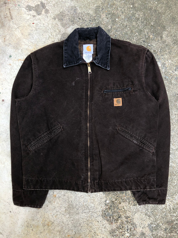 1990s Carhartt Faded Dark Brown Lined Work Jacket