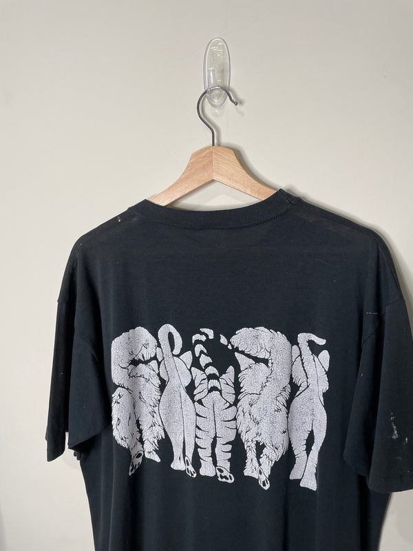 1990s Painted “Heads and Tails” Cat Single Stitched Tee (L)