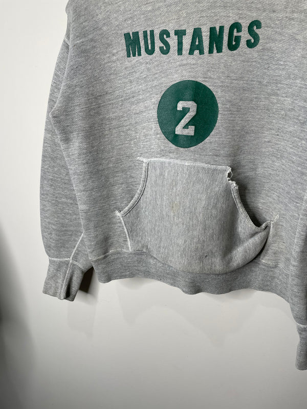 1950s/60s “Mustangs” Heather Grey Hoodie (XS)