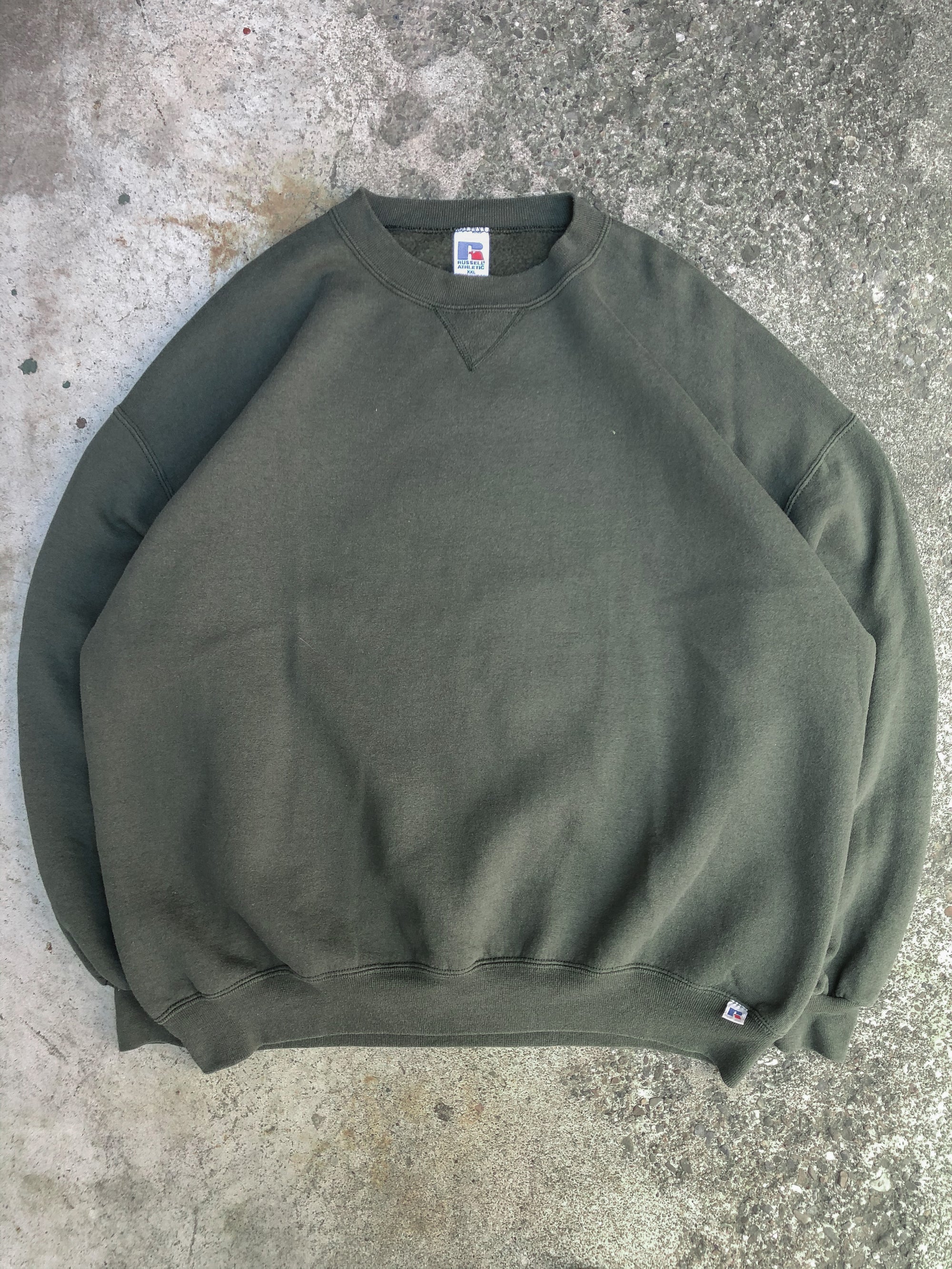 1990s Russell Faded Moss Green Blank Sweatshirt