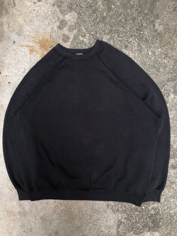 1990s Faded Black Blank Raglan Sweatshirt