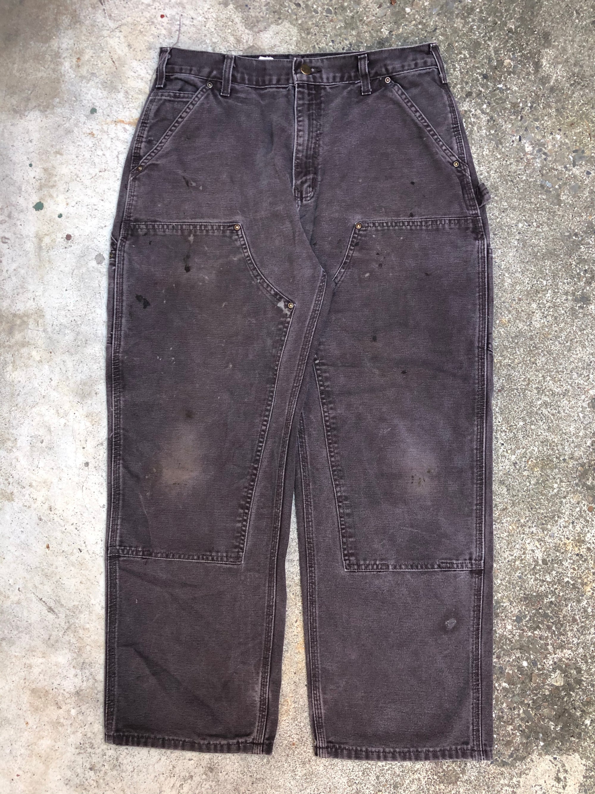 Carhartt B136 Dark Brown Double Front Knee Work Pants (33X28)