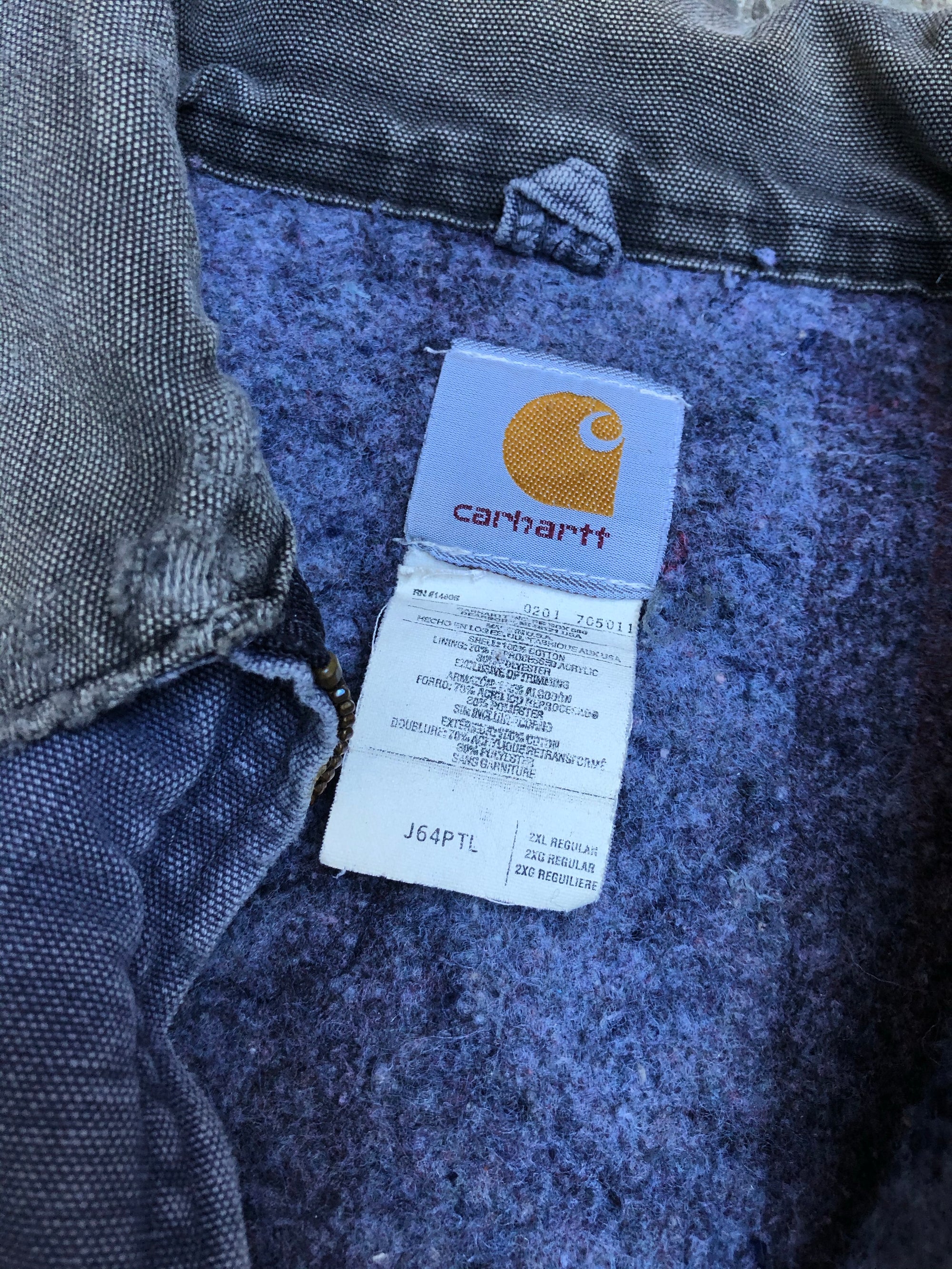 1990s Carhartt Sun Faded Petrol Blue Lined Work Jacket